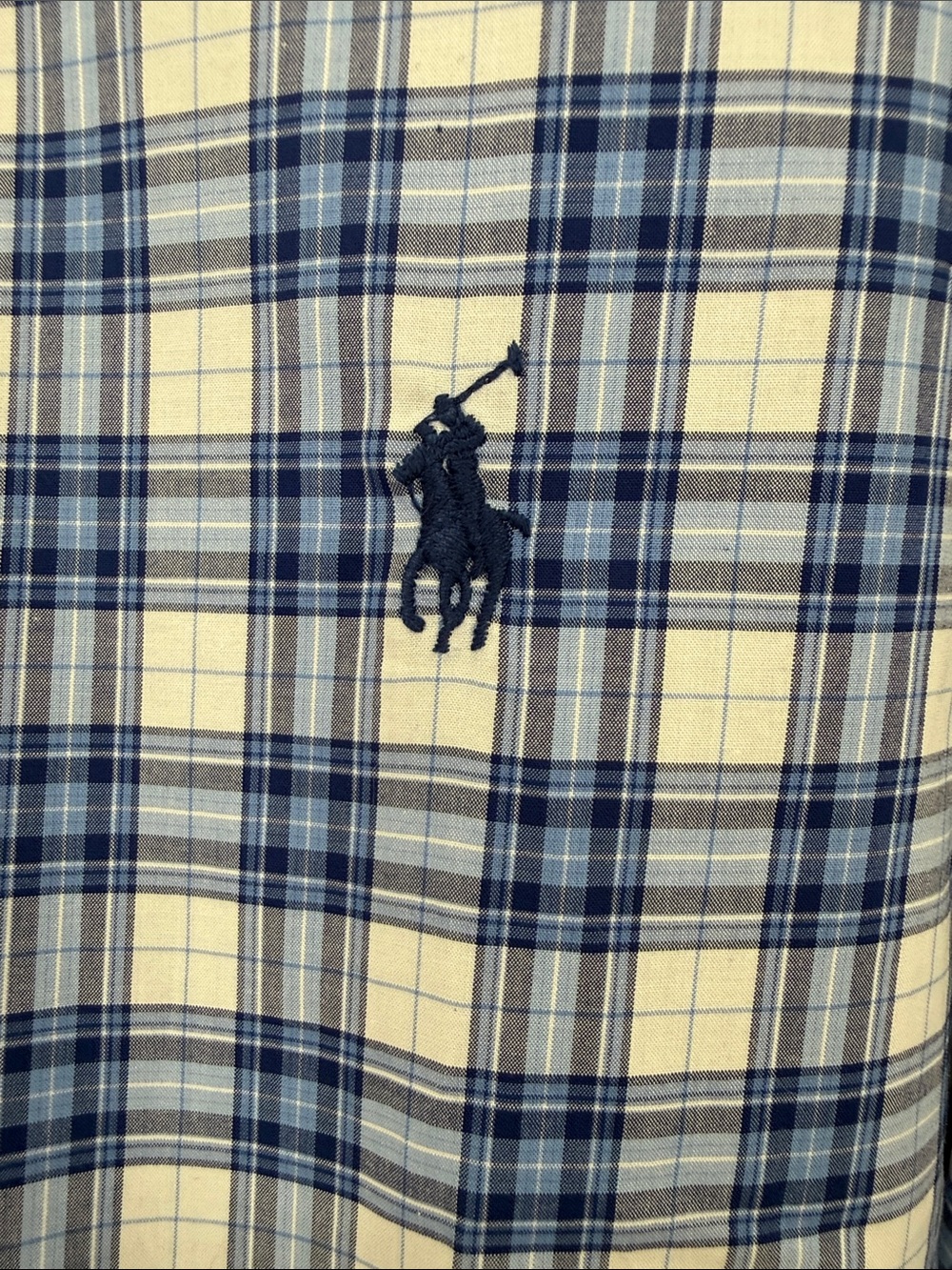 Polo Ralph Lauren Men’s L Blue and White Plaid Button-Down Shirt - Picture 3 of 6